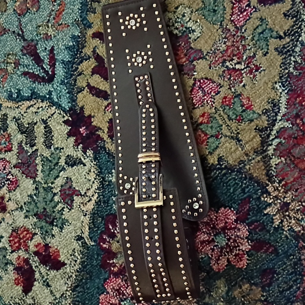 Studded Brown Leather Belt